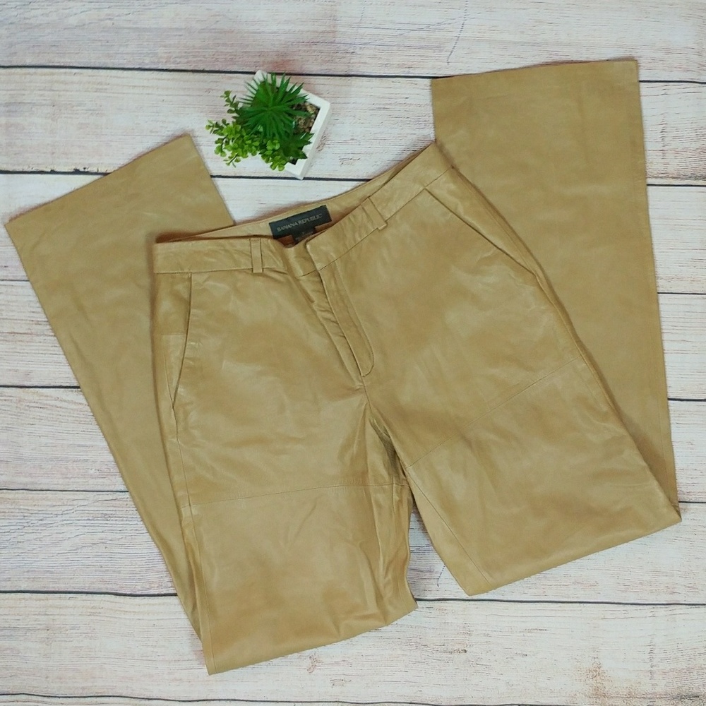 Banana Republic Tan Leather Pants Y2K
